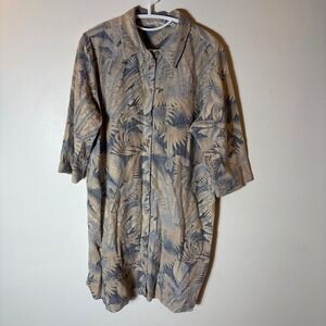 Soft Surroundings Tropical Palm Leaf Print Button Up Shirt Dress Size Petite XL‎